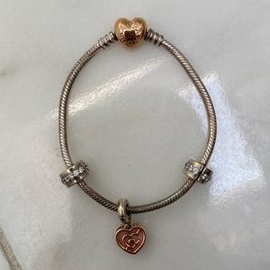 Pandora Bracelet with two clips and charm